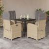 VidaXL Garden Dining Set with Cushions 5 Pcs, Table and Chairs with Adjustable Backrest, Outdoor Patio Furniture 3212391