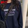 Warrior Women's Loose Fit Cotton Long Sleeve T-Shirt with Wave Graffiti Print