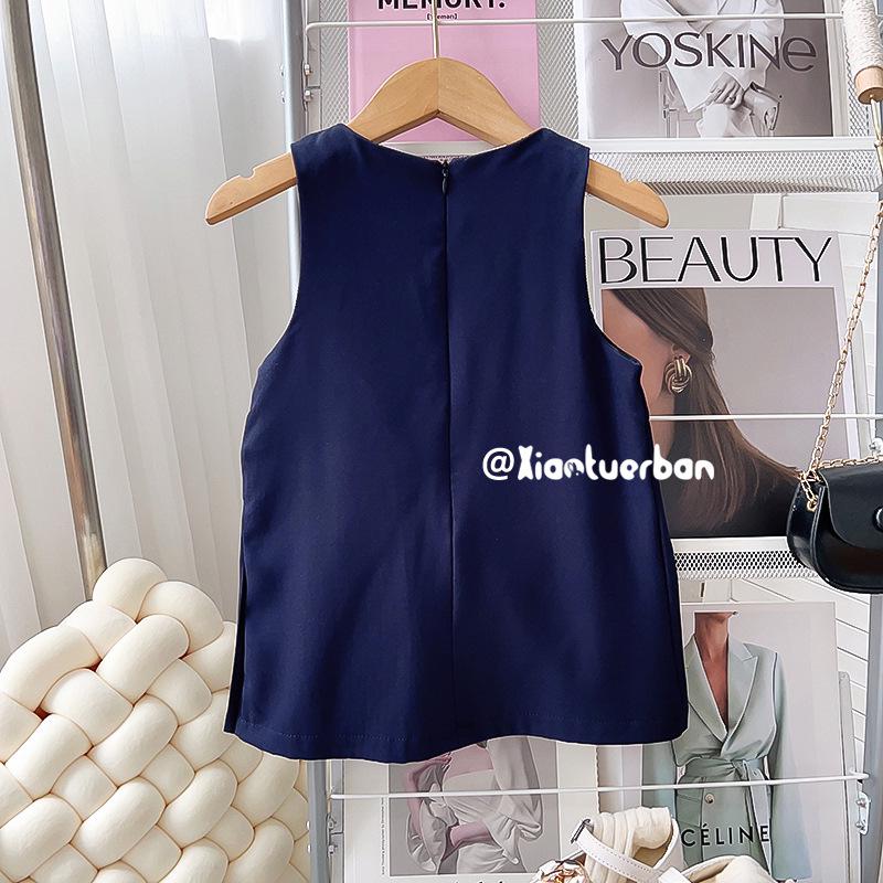 2023 Autumn Girls' Korean Style Vest and Shirt Two-Piece Dress Set TQ031