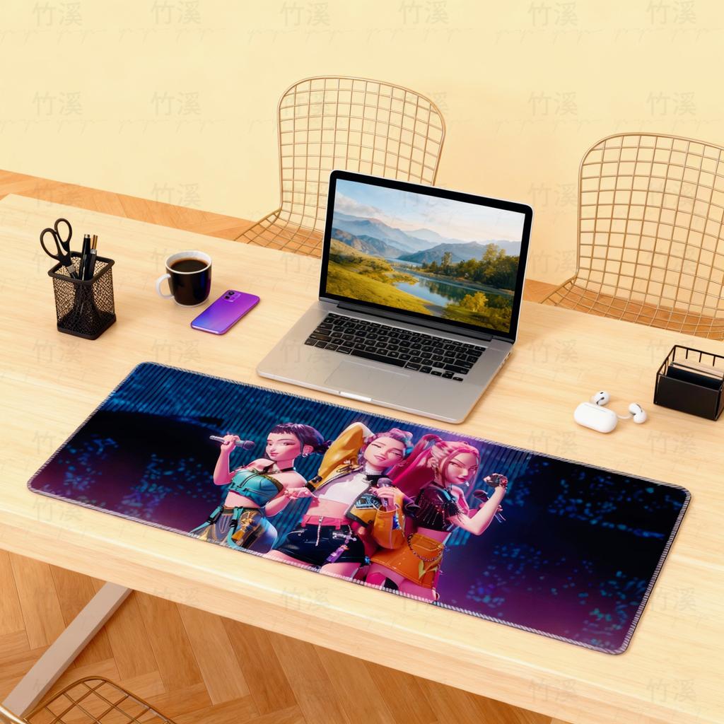 Kpop Demon Girl Group Podkładka pod mysz, XXL Anime Podkładka pod klawiaturę, Gamingowa Gruba Mata na biurko, Powierzchnia odporna na zabrudzenia
