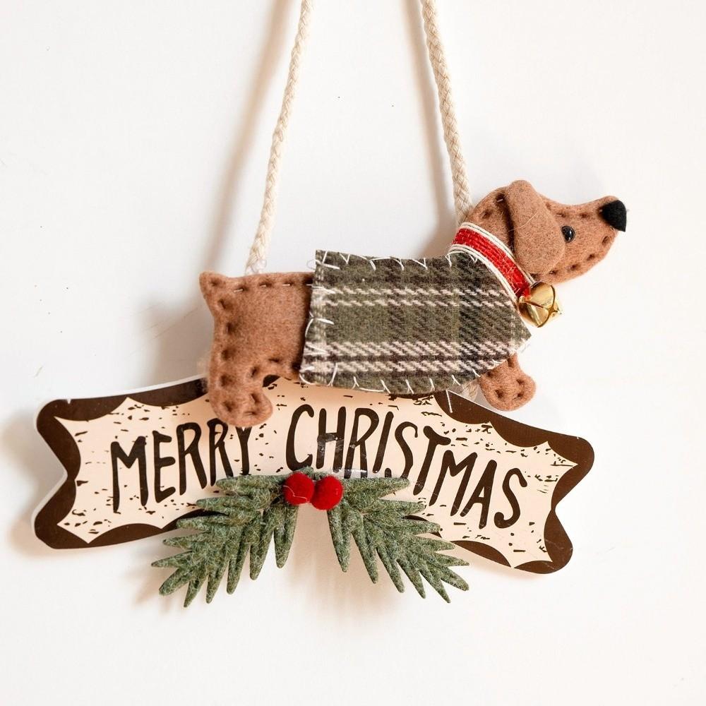 Dachshund Christmas Dog Door Hanger Pine Berry Christmas Bell Wreath Hanger Xmas Party Supplies