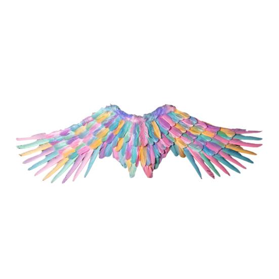 Halloween Angel Wings for Girls Kids Women Colorful Angel Feather Wings with Elastic Band Cosplay Costume Accessory for Stage Halloween Party