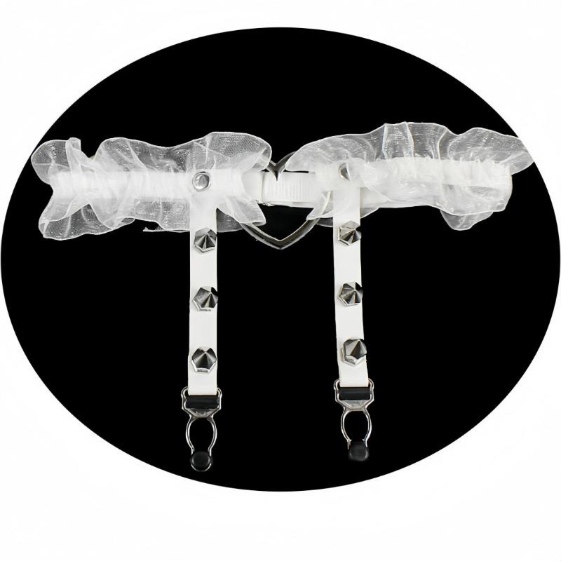 European and American Sex Fun Peach Heart Love Garter Belt Nightclub Bar Leather Rivet Leg Circumference Garter Clip