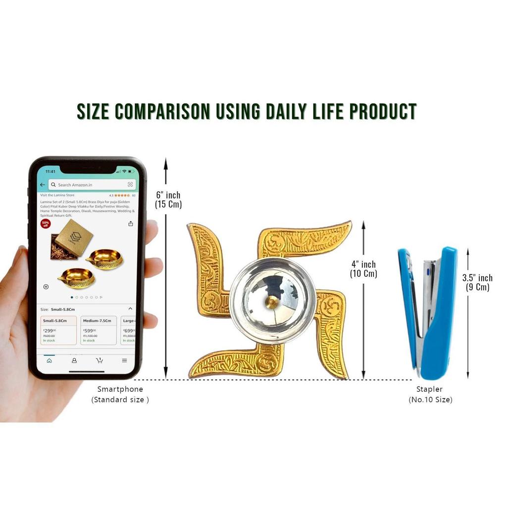 Set aus 1 mittlerer 4-Zoll-Messing-Swastik-Diya für Puja, Einweihung und Gastgeschenk.