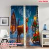 2pcs 2D Flat Printing Popular Christmas Curtains Christmas Reindeer Gifts Sleigh Digital Printed Polyester Drapes Party &