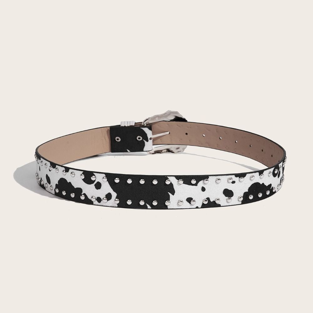 Vintage Leopard Print Belt Gothic Y2k Waist Belt Personality Rivet Waist Belt Jeans Decoration