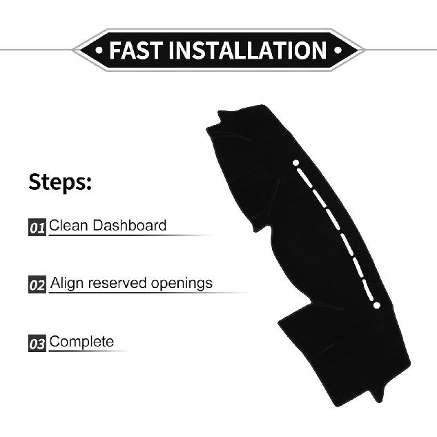 Dash Cover Compatible for Hyundai VeraCruz 2007-2012, Non-Slip Dash Cover Mat Polyester Black Front Dash Cover Mat