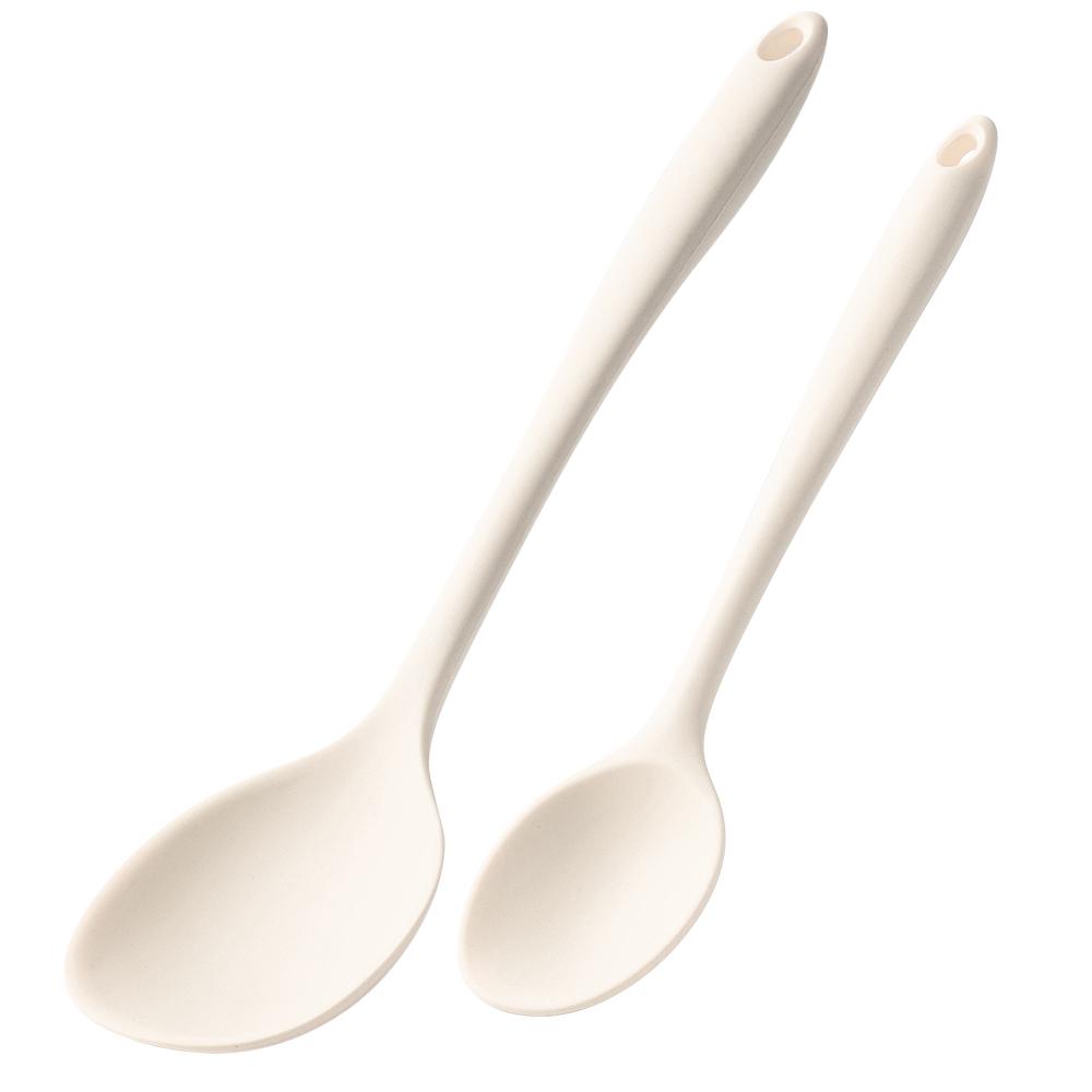 2Pcs/Set Silicone Ladles Soup Spoons Nonstick Heat Resistant Spoon Ladle with Long Handle for Home Kitchen Cooking