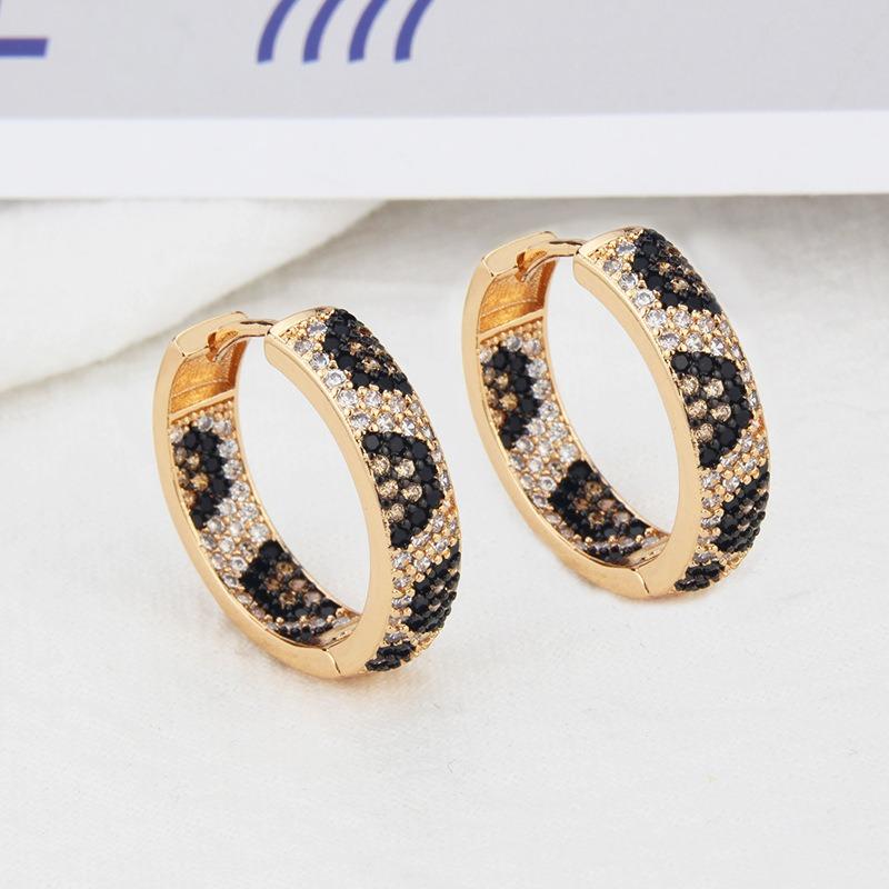 Manchettes d'oreilles en Zircon motif léopard avec divers clous de boucles d'oreilles tendance