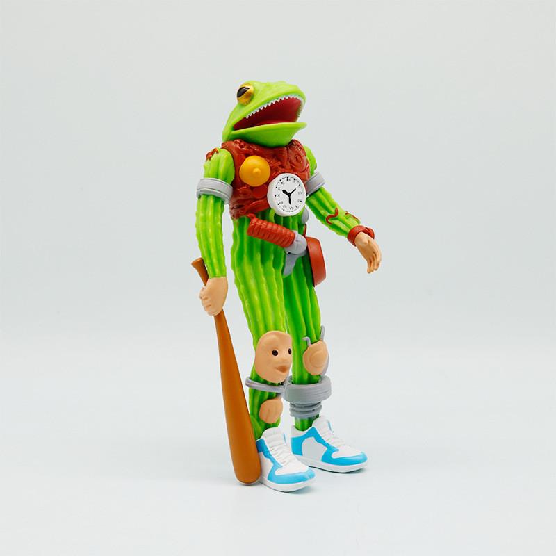 Italian Brainrot Al Cactus Clock Fusion Monster Pvc Toy With Running Shoe Design For Kids Playroom Decor