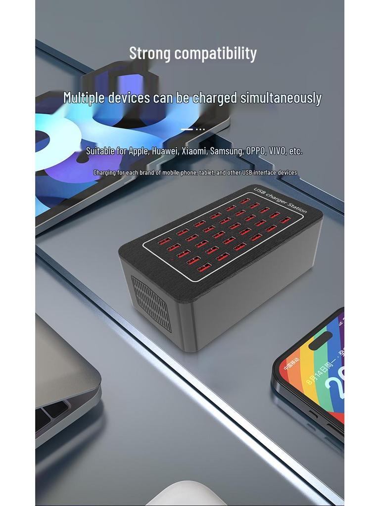 High-Power USB Multi-Port Charging Station: 10, 15, 20, 25, 30, 40-Ports for Mobile Devices