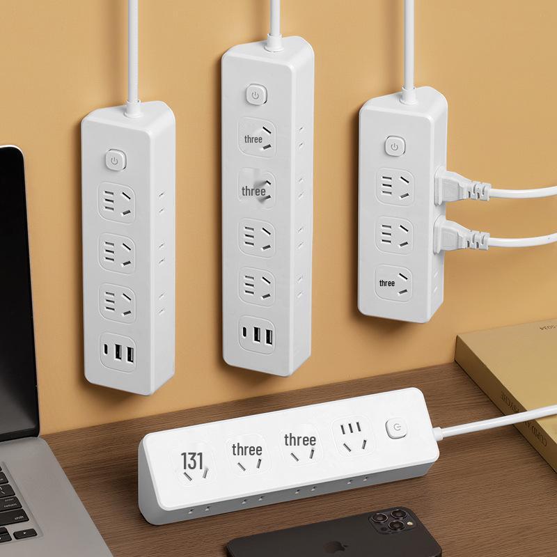 Multi-Port Triangular Power Strip with USB & Cord for Dorms