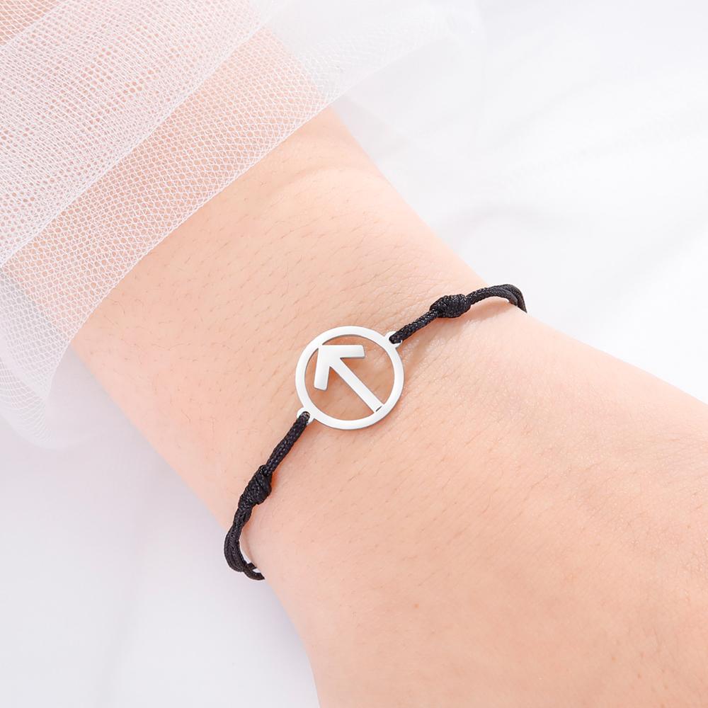 Dawapara Norse Runes Bracelet Elder Futhark Rune Charm Adjustable Rope Bracelet Stainless Steel Viking Jewelry