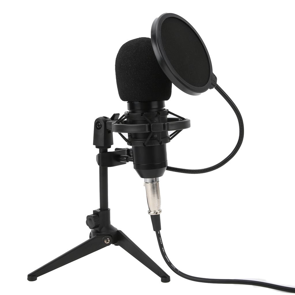 Condenser Microphone 3.5mm Plug with Adjustable Tripod Set Kit for Broadcast Recording