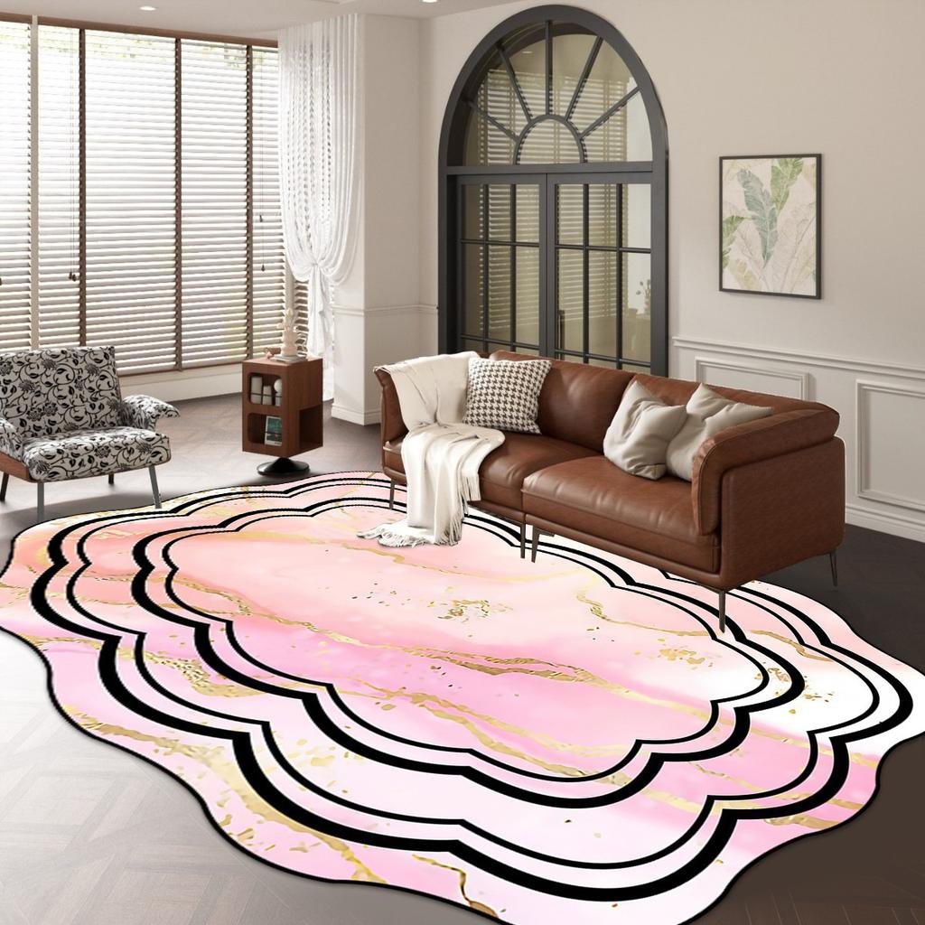 Irregular Living Room Carpet Marble Floor Mat Easy To Maintain Bedroom Bedside Carpet