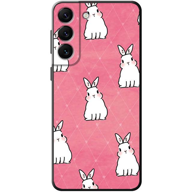 Flower Love Pink Cute Rabbit Phone Case For Samsung Galaxy S22 S21 S20 Fe Ultra S10 S9 S8 Plus S10e Note 20ultra 10plus Shell