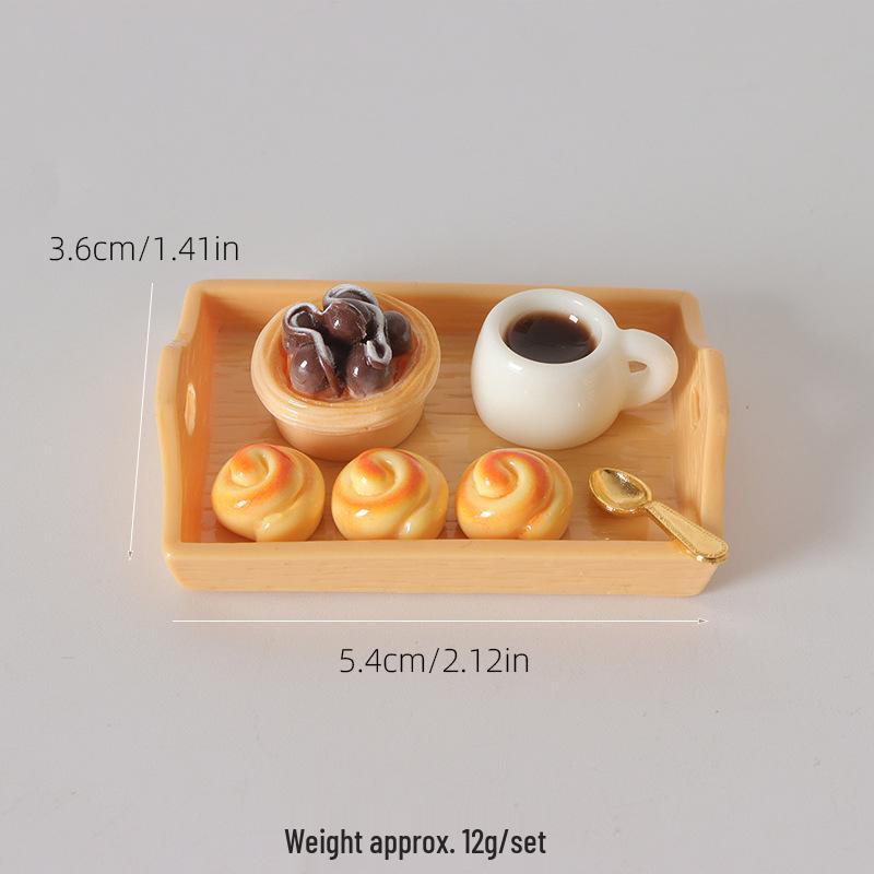 Miniature Dollhouse Coffee & Pastry Tray for Kitchen Display