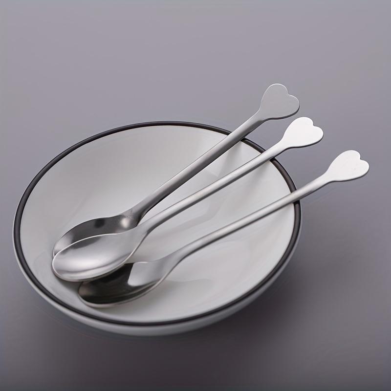 New Stainless Steel Spoons with Heart-Shaped Handle Coffee Tea Soup Stirring Spoons Mini Dessert Spoon Tableware Kitchen Tools