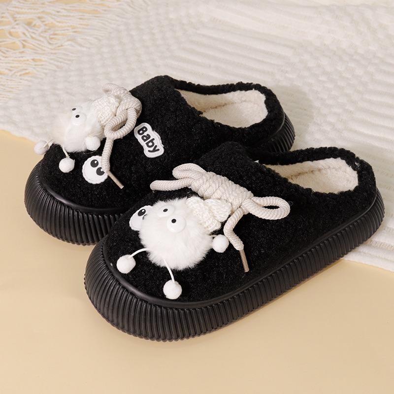 

New big-eyed cotton slippers women s autumn and winter indoor home non-slip warm cartoon plush women s cotton mop 36-37