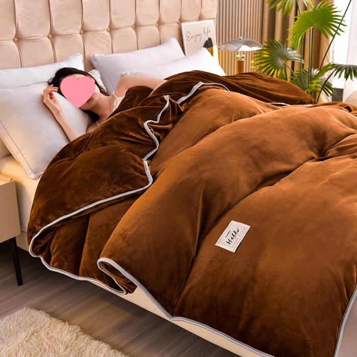 2026 Solid Color Thickened Milk Velvet Flannel Duvet Cover