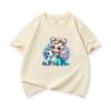 Kids Cotton T Shirt Princess Girl With Blue Unicorn Print Crew Neck Short Sleeve Tee Casual Boys Girls Summer Tops