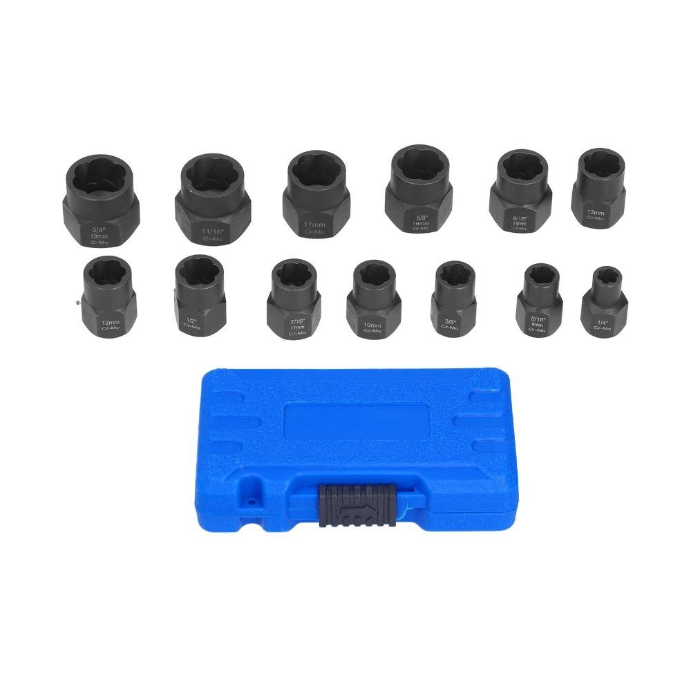 13pcs Storage Case Included Bolt Remover Tool Nut Socket Set Stripped Bolt Extraction