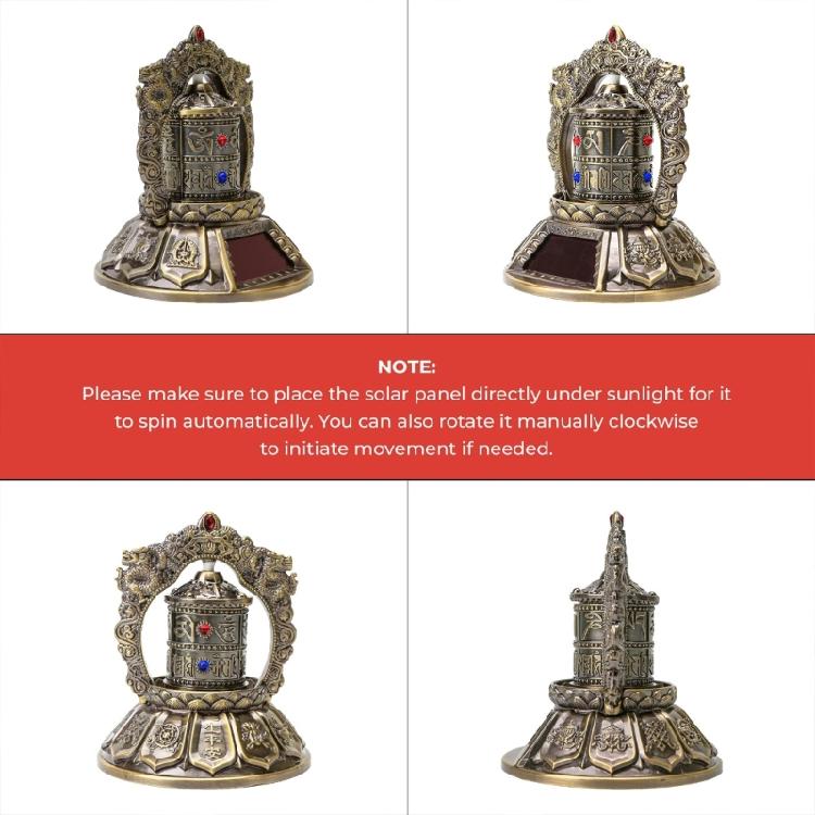 Solar Powered Tibetan Prayer Wheel Solar Buddhas Scriptures Prayer Wheel Car Ornament for Relaxation,Meditations,Blessing