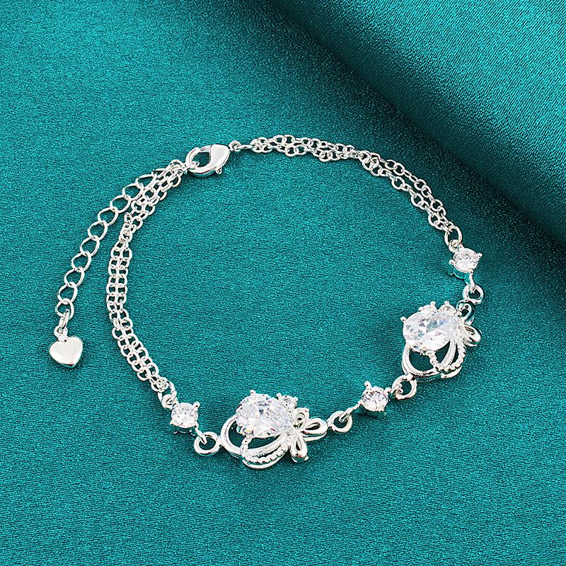 Charm Flower AAA Zircon Bracelet Gift Silver Fashion Jewelry