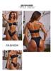 2025 Strapless U-Shaped Bikini with Solid Color and Jewelry Accents for Women
