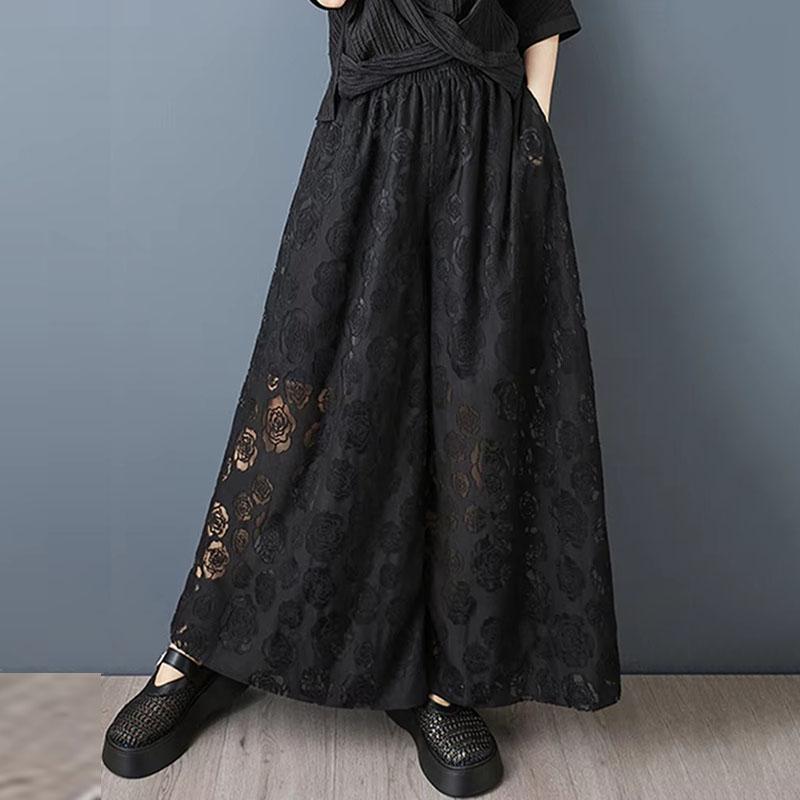 Xitao Netz Plissee Elastischer Bund Hose ZMY1232