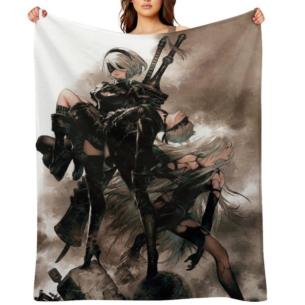 Nier Automata 9S A2 2B Throw Blanket Blankets Ands Multi-Purpose Custom Heavy Blankets
