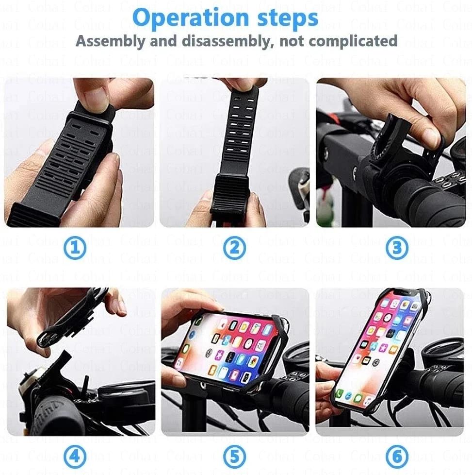 Supporto per Telefono Bici in Silicone Fisso Rotante a 360 Gradi Moto per iPhone Samsung Xiaomi Supporto per Navigazione Ciclismo all'Aperto