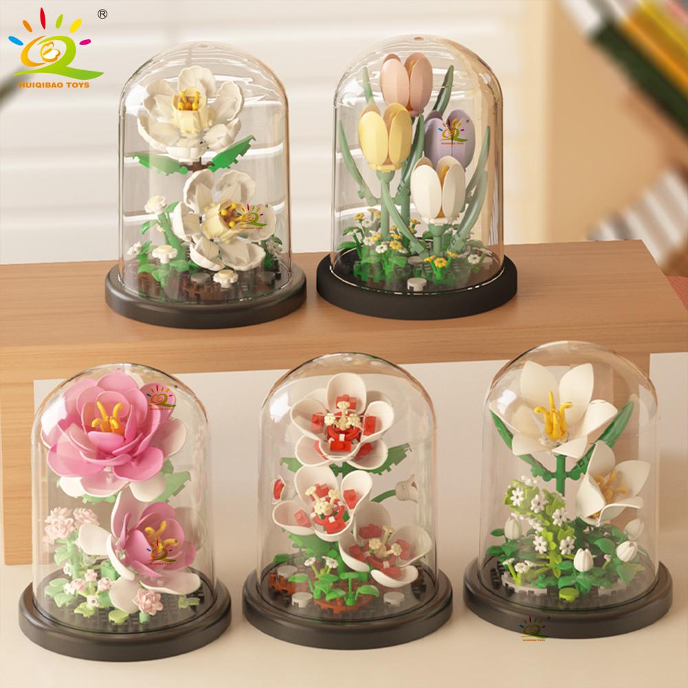 Moc Ewiges Blumenstrauß Displaybox Mikro-Baustein Blumenmodell DIY Haushalt Tischpflanze Dekoration Ziegel Spielzeug für Kinder