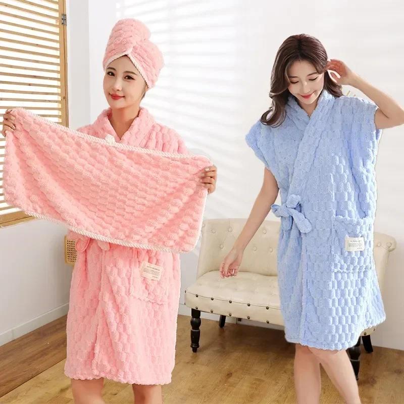 Household Wearable Wrappable Cloud Velvet Strap Bath Skirt Warp Knitted Coral Velvet Bathrobe Style Summer Bath Towel