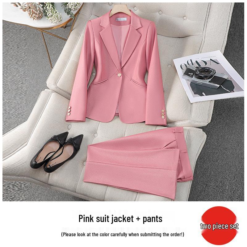 Women's Pink Slim Fit Professional Suit - Spring/Autumn 2026 High-End Formal Wear