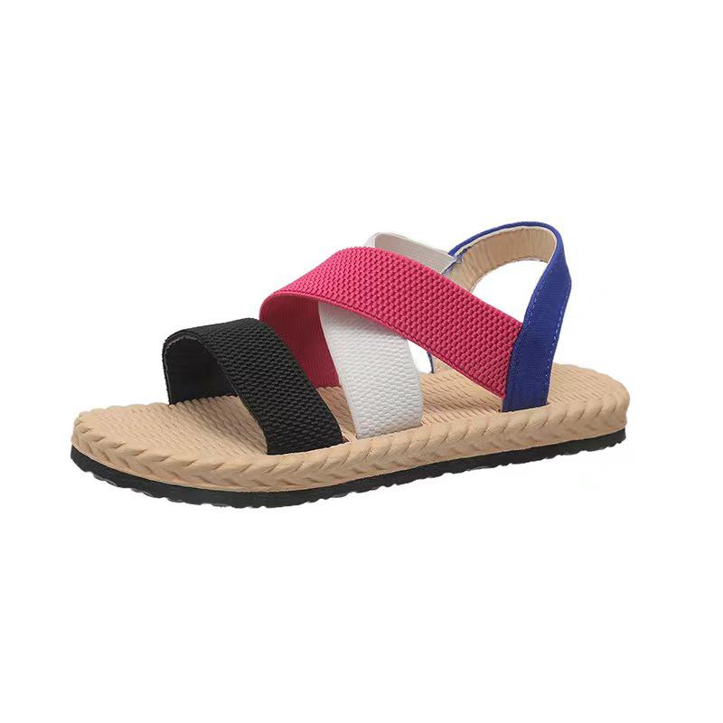 2024 Summer Women's Lightweight Soft-Soled Roman Sandals: Flat, Round-Toed, Breathable Beach Footwear