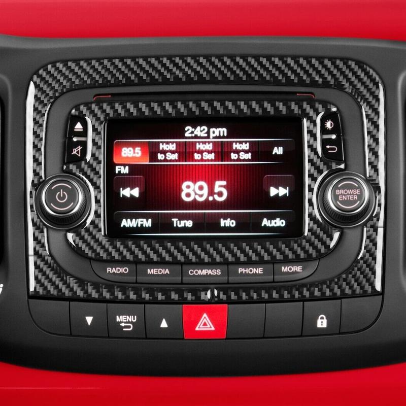 Carbon Fiber Car Accessories Center Console Radio CD Player Modified Interior Trim Soft Cover Sticker For Fiat 500L 2014-2017