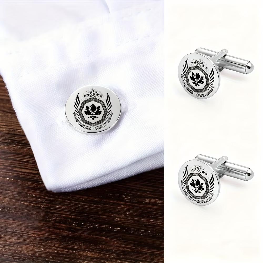 

Custom Any Logo Cufflinks Men s Personalized Black Printed Pattern Cuff Link Stainless Steel Waterproof Jewelry Corporate Gift