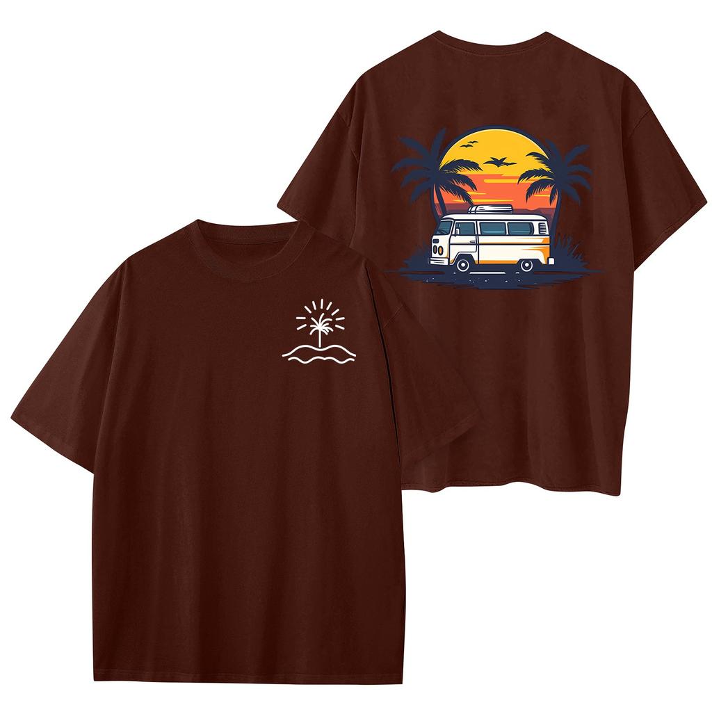 Dámské módní volné šaty s kulatým výstřihem a krátkým rukávem s havajským potiskem