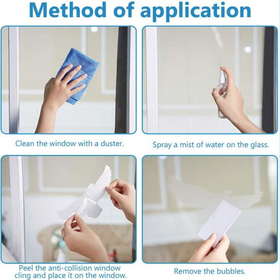 4 Sheets Anti Collision Window Clings White Bird Butterfly Leaf Shape Window Decals to Prevent Bird Strikes Reusable Static Sticker