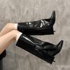 Thin Folkel Single Boots Autumn New Pointed Toe Metal Belt Buckle Anti-Slip Wear-Resistant Sleeve Tall Boots