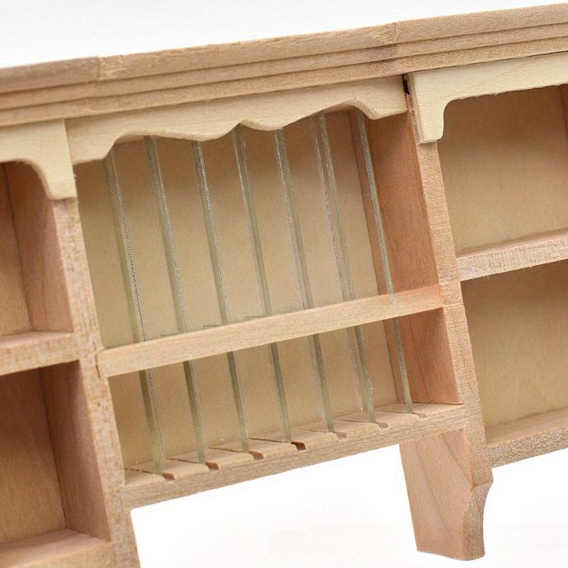 Wood Doll House Kitchen Wall Mount Cabinet Storage Shelf For Kids Toy Furniture Safe and Easy Assembly Scene Decoration