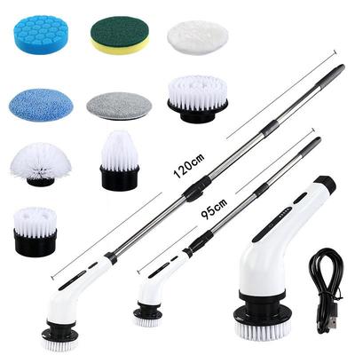 Telescopic Electric Rotating Cleaning Brush with Bent Head for Bathroom & Floor