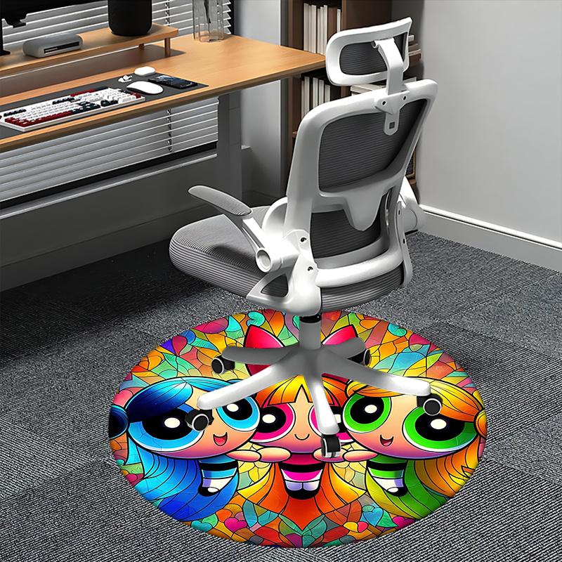 

Powerpuff Girls Chair mat Round Rug-Office carpet, Machine Washable, Non-slip, Suitable for Living Rooms, Bedrooms 80cm