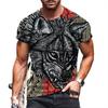 T-Shirt mit 3D-Buchstabendruck für Herren, Tier-T-Shirts, Wolf, große Größe, kurzärmelig, lässiges Oberteil für Herren