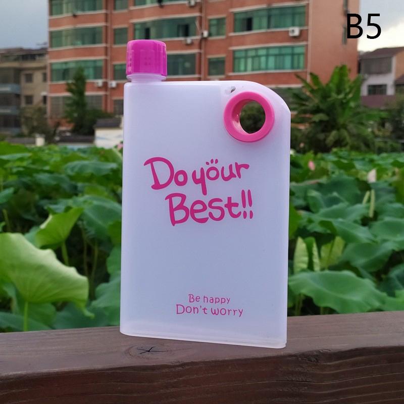 380Ml Transparent Flat Water Bottle Travel Bicycle Drinking Juice Cup Reusable Portable Plastic Bottles Bpa Free Sport Bottle