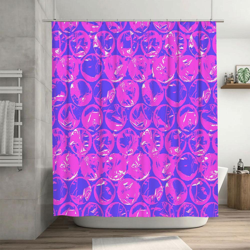 Purple Pink Pop Art Style Bubble Bath Shower Curtain Waterproof Fabric Home Decor Modern Bathroom Decoration 72X84In