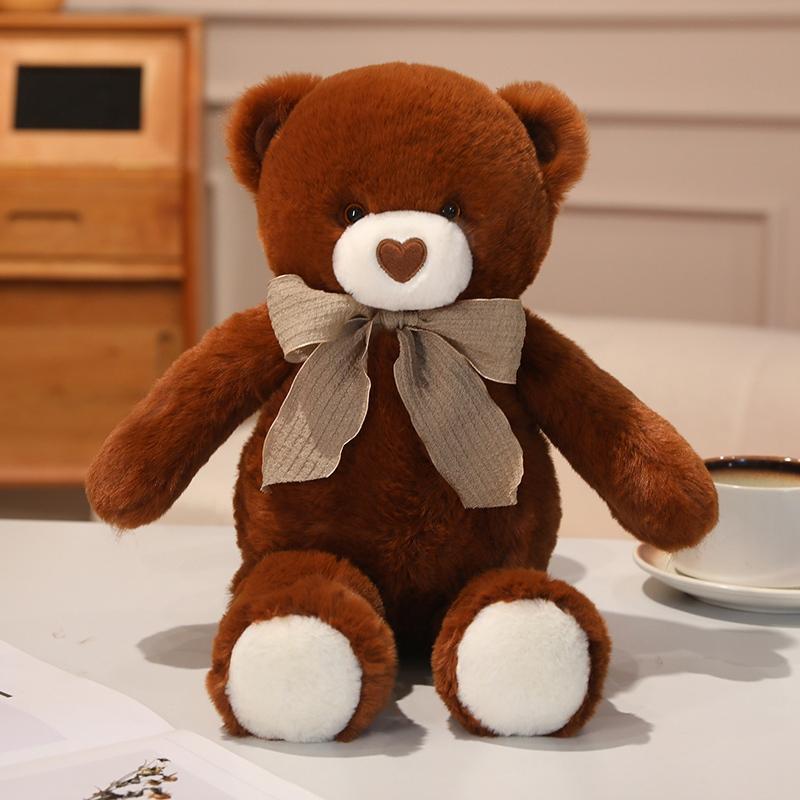40cm Lovely Cartoon Bear Plush Toys Stuffed Elegant Ribbon Bow Tie Bear Doll Warm Cozy Hugging Appease Animal Toys Kids Gift
