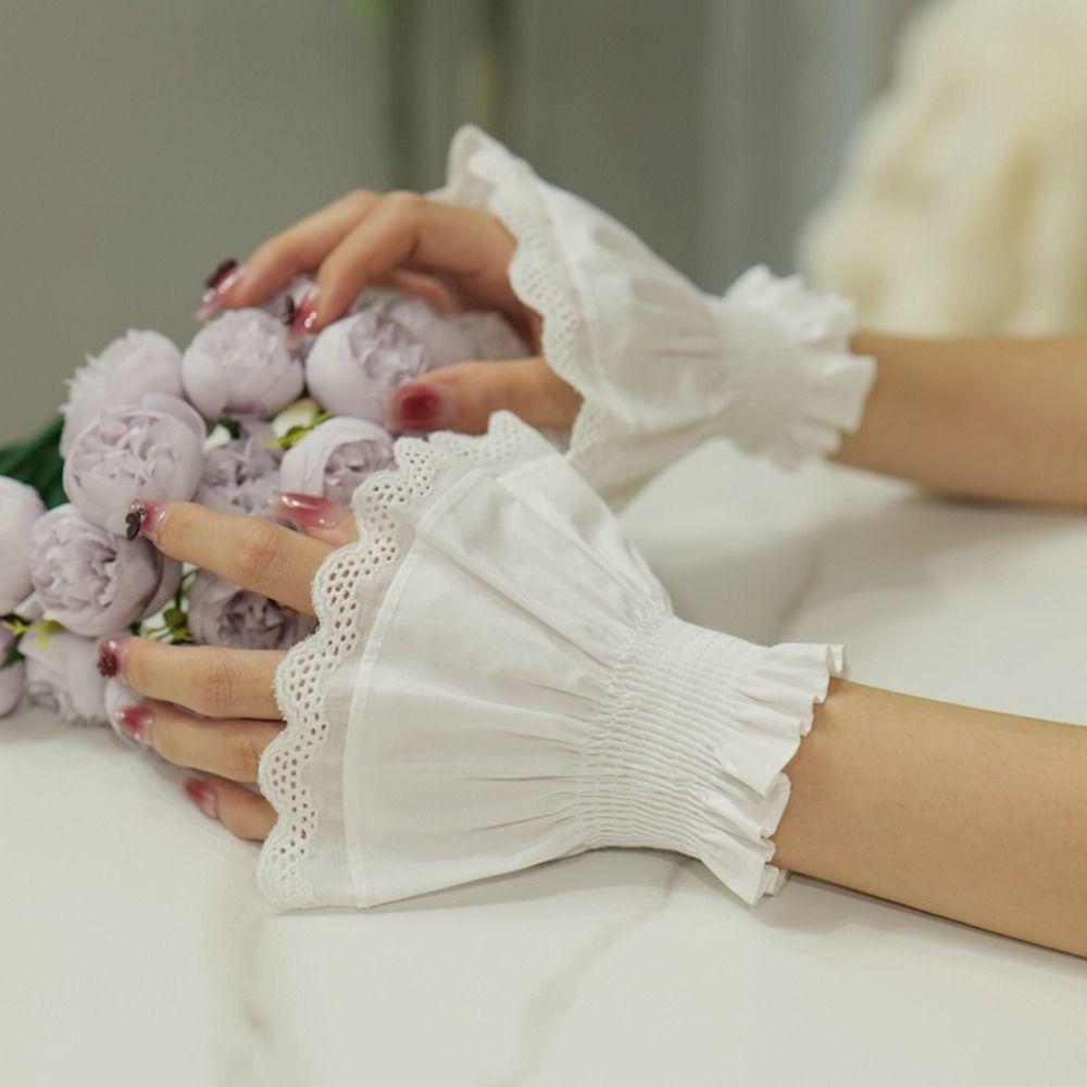 New Cotton Fake Cuff Detachable White Wrist Cuff Lace Cuff Women