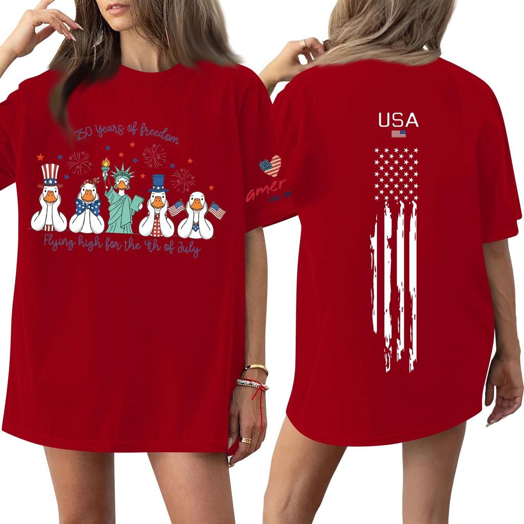 Women's Casual Fashion Round Neck Casual Print Short Sleeve T-Shirt Top